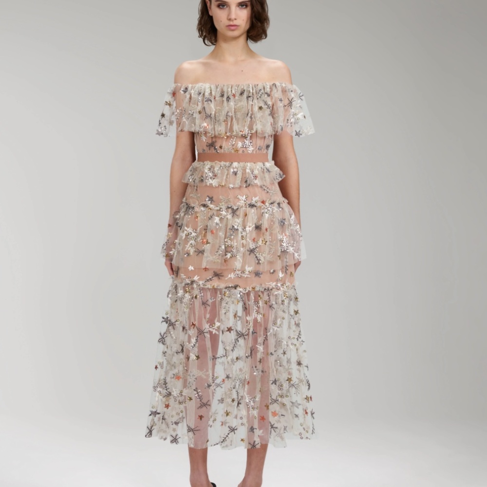 Self-Portrait Star Embellished Midi Dress NWT